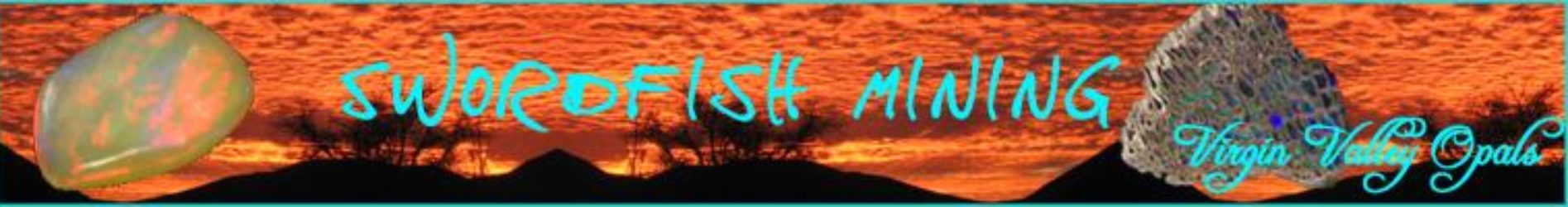 scarlet NW Nevada sunset with mtn sillouettes with Swordfish Mining Teal logo
